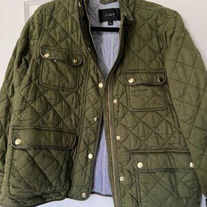 J Crew Army Green Quilted Jacket